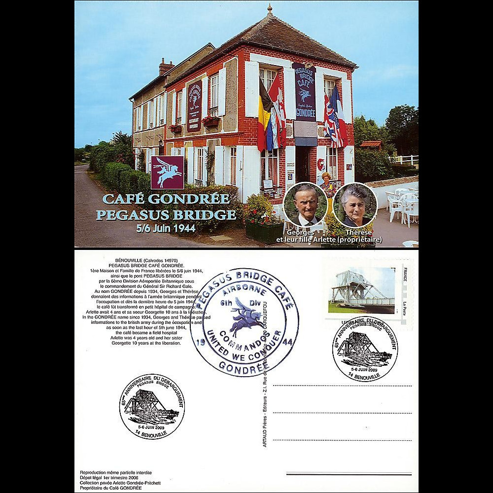 DEB09-10A : 2009 - CP 'Café Gondrée - Pegasus Bridge' TPP Pegasus