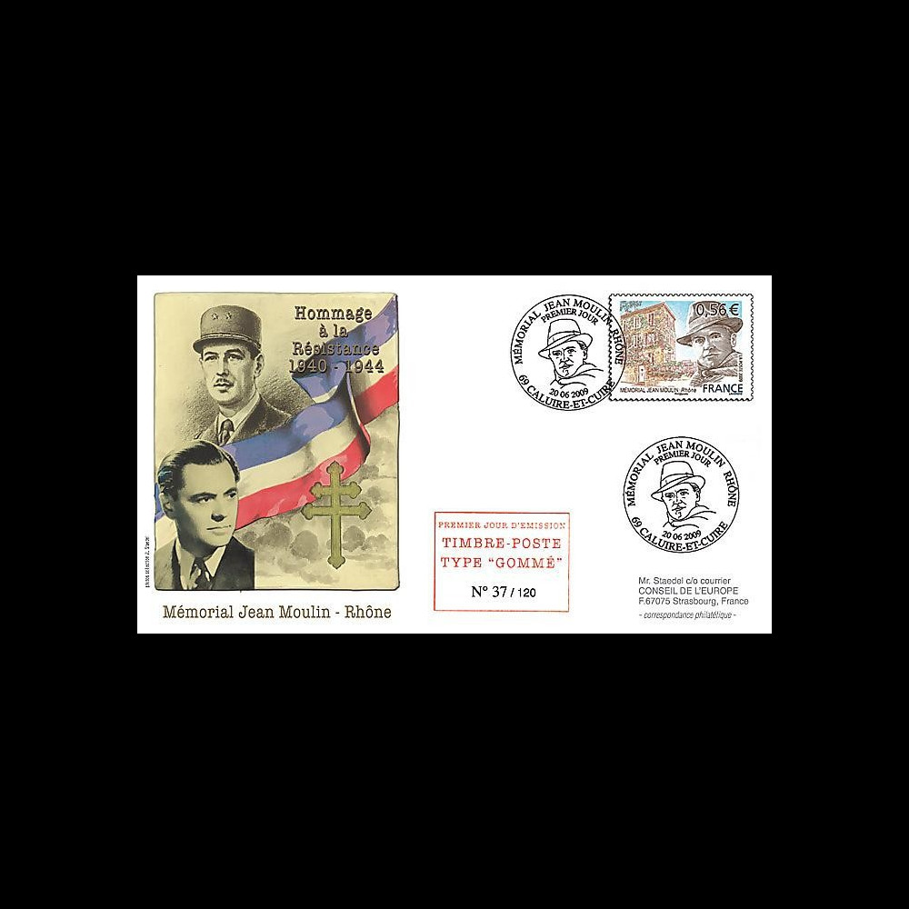 MOUL09-1 : 2009 - FDC 1er Jour TP 'Memorial Jean Moulin' gommé