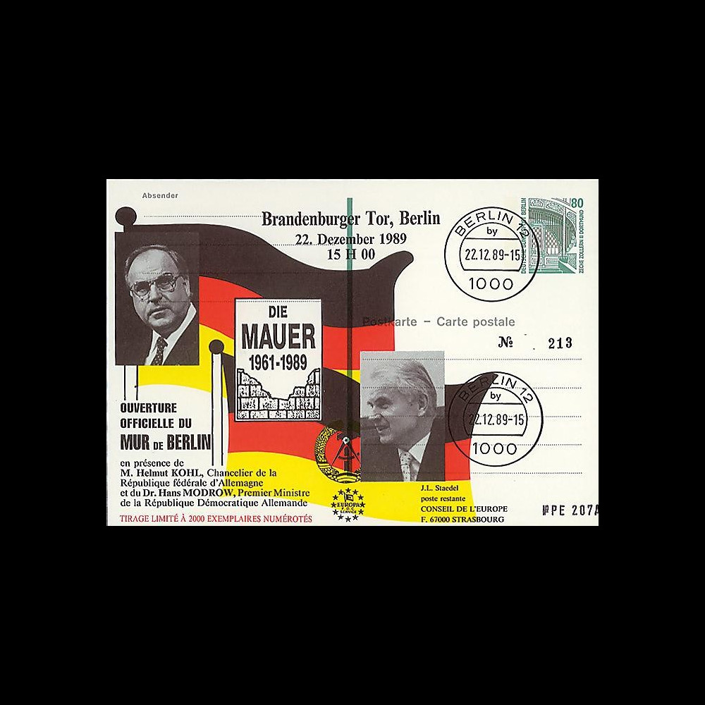 PE207A : 1989 - PAP Allemagne 'Ouverture du Mur de Berlin avec M. Kohl' PE207A : 1989 - PAP Allemagne 'Ouverture du Mur de Berlin avec M. Kohl'