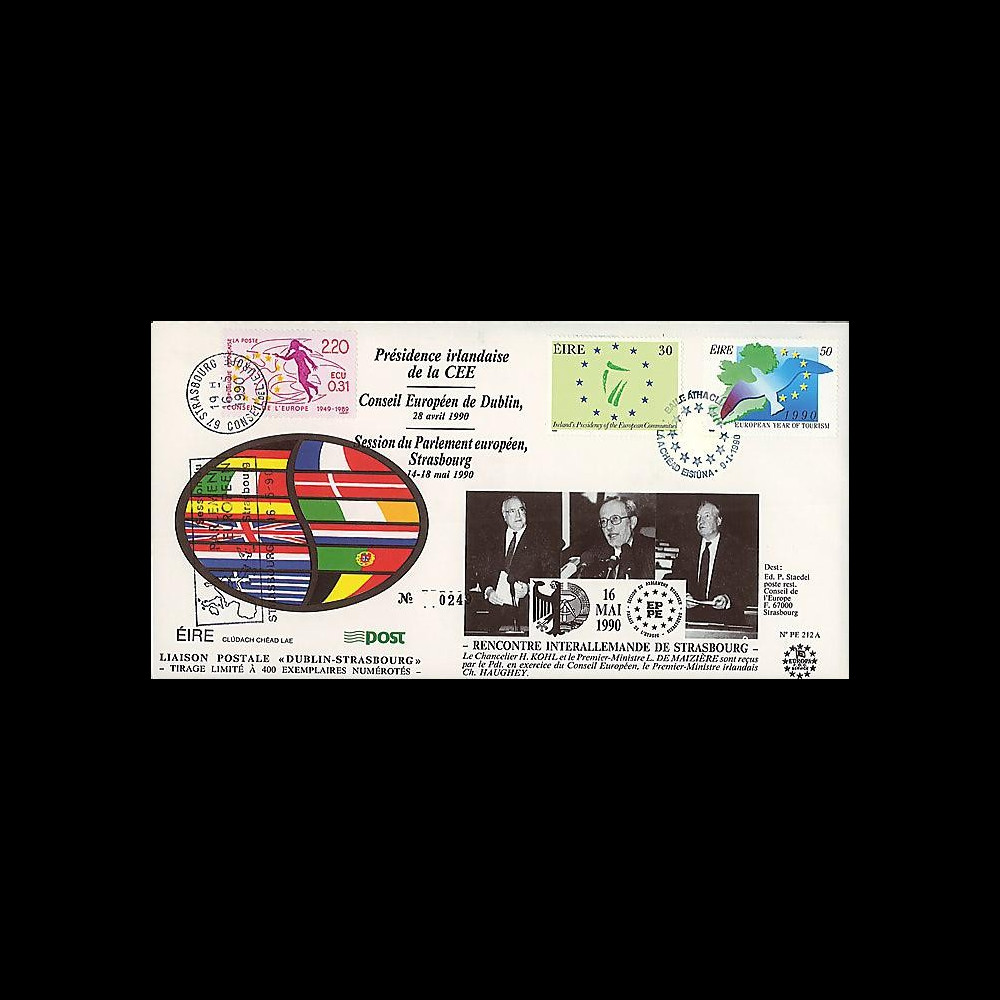 PE212A : 1990 - FDC Irlande 'Rencontre interallemande de Strasbourg' PE212A : 1990 - FDC Irlande 'Rencontre interallemande de Strasbourg'