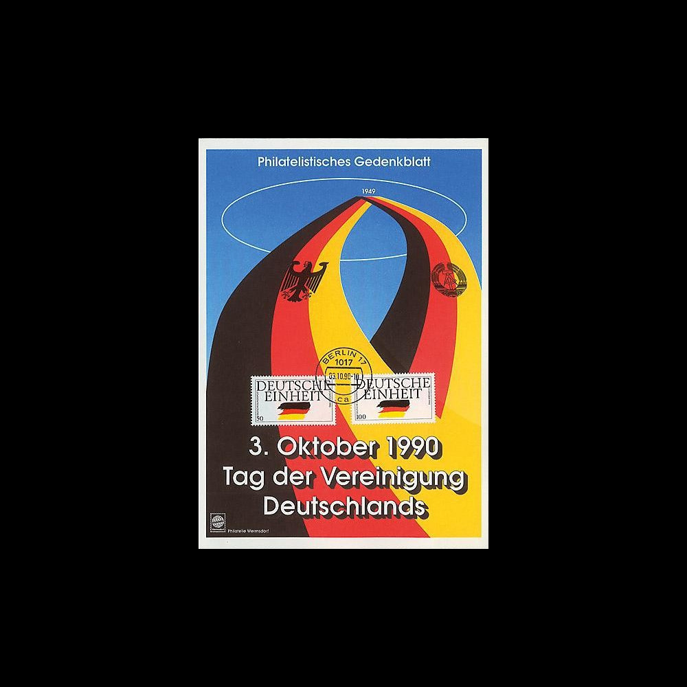 PE220F : 1990 : Document 1er Jour TP 'Unité allde' - 'Réunification allde' PE220F : 1990 : Document 1er Jour TP 'Unité allde' - 'Réunification allde'