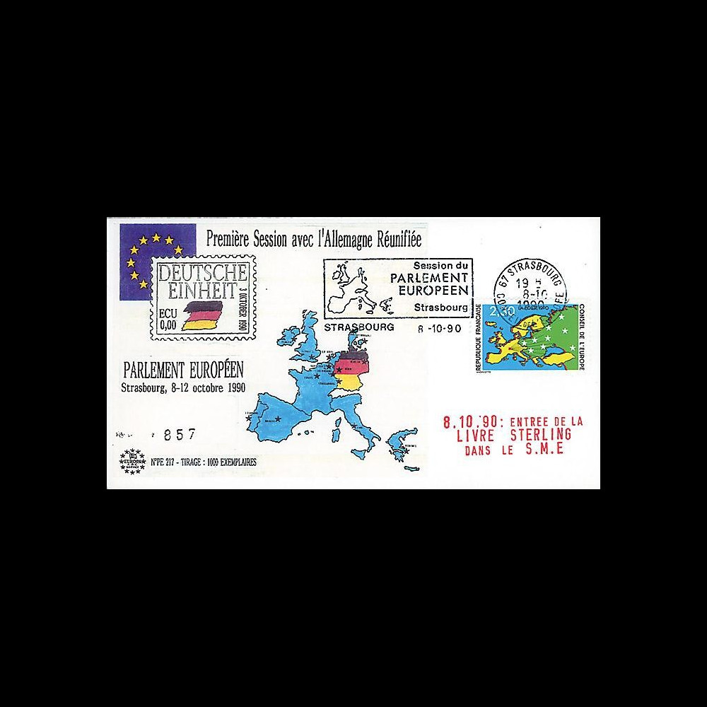 PE217 : 1990 - FDC '1ère Session du PE avec Allemagne réunifiée'