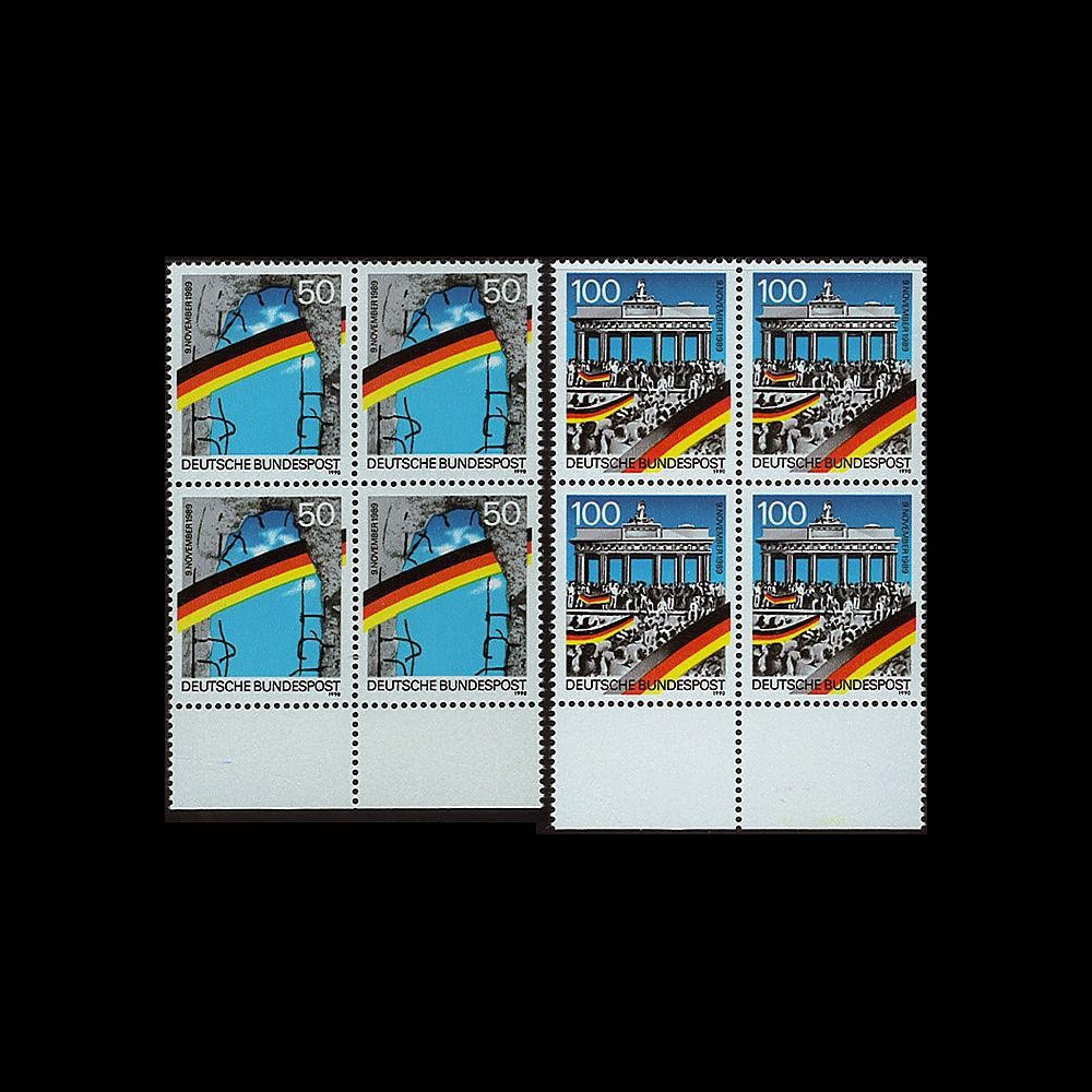 PE222-B4 : 1990 - Bloc de 4 TP Allemagne '1er anniversaire Chute Mur de Berlin'