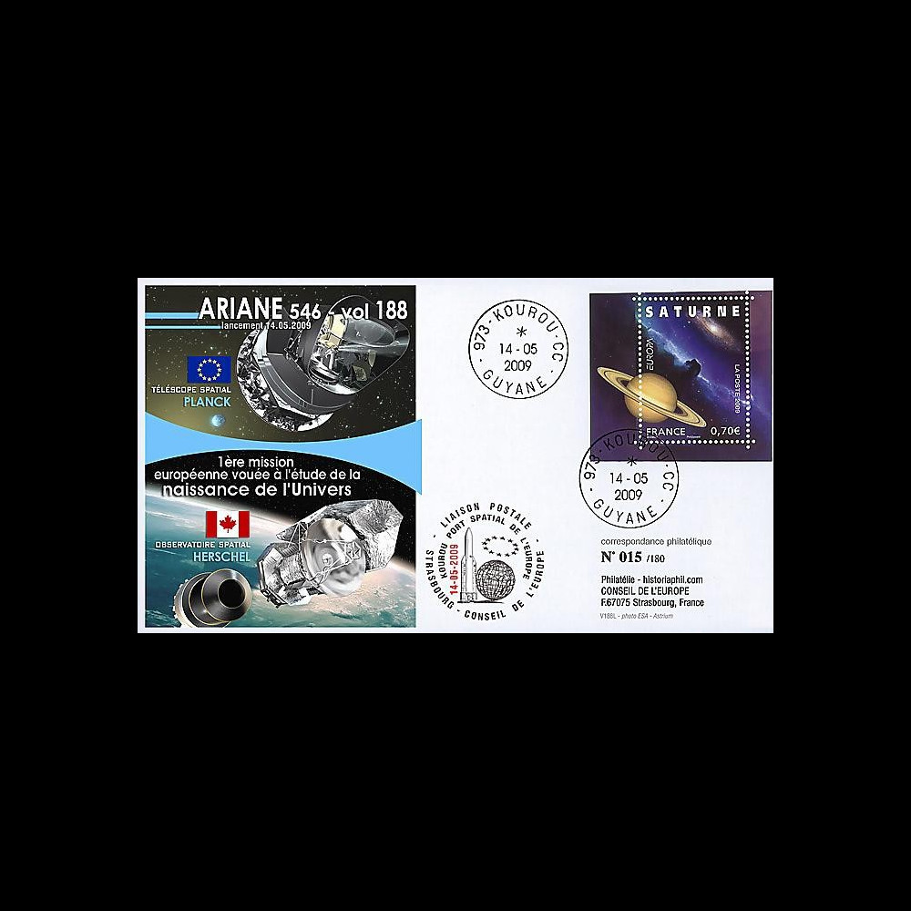 V188L-T1 : 2009 - FDC Kourou Vol 188 Ariane 546 - sat. Planck & Herschel