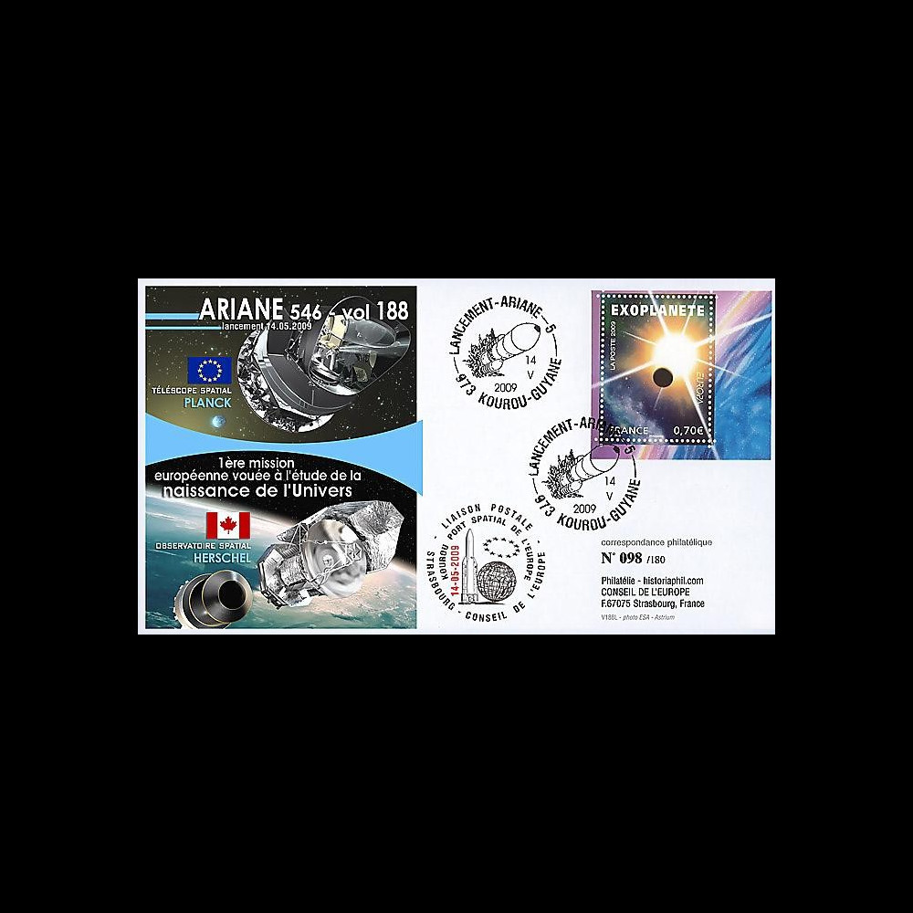 V188L-T2 : 2009 - FDC Kourou Vol 188 Ariane 546 - sat. Planck & Herschel