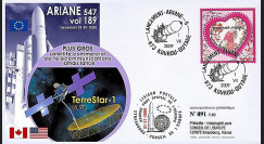 V189L-T2 : 2009 - FDC Kourou Vol 189 Ariane 547 - satcom TerreStar-1