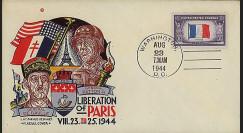 W2-US44PA-T2 : 1944 - Enveloppe patriotique USA 'Patton & de Gaulle'