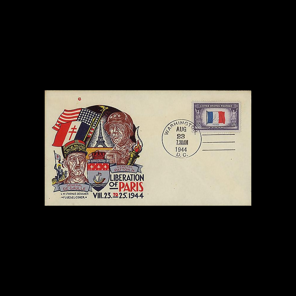 W2-US44PA-T2 : 1944 - Enveloppe patriotique USA 'Patton & de Gaulle' W2-US44PA-T2 : 1944 - Enveloppe patriotique USA 'Patton & de Gaulle'