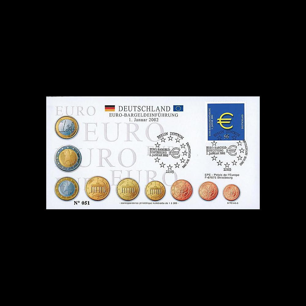 PE445-5 : 2002 - FDC 1er Jour TP 'Introduction de l'Euro' - Allemagne
