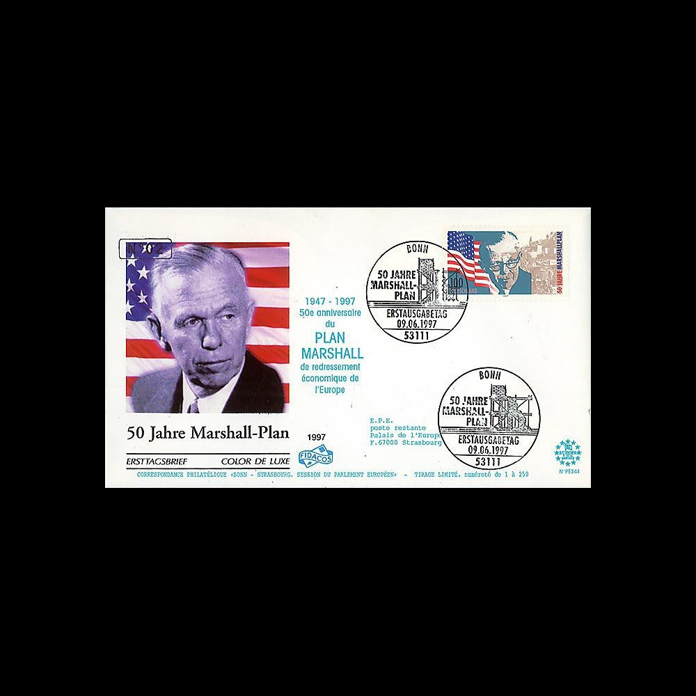 PE344 : 1997 - FDC ALLEMAGNE '50e anniversaire du Plan Marshall' PE344 : 1997 - FDC ALLEMAGNE '50e anniversaire du Plan Marshall'
