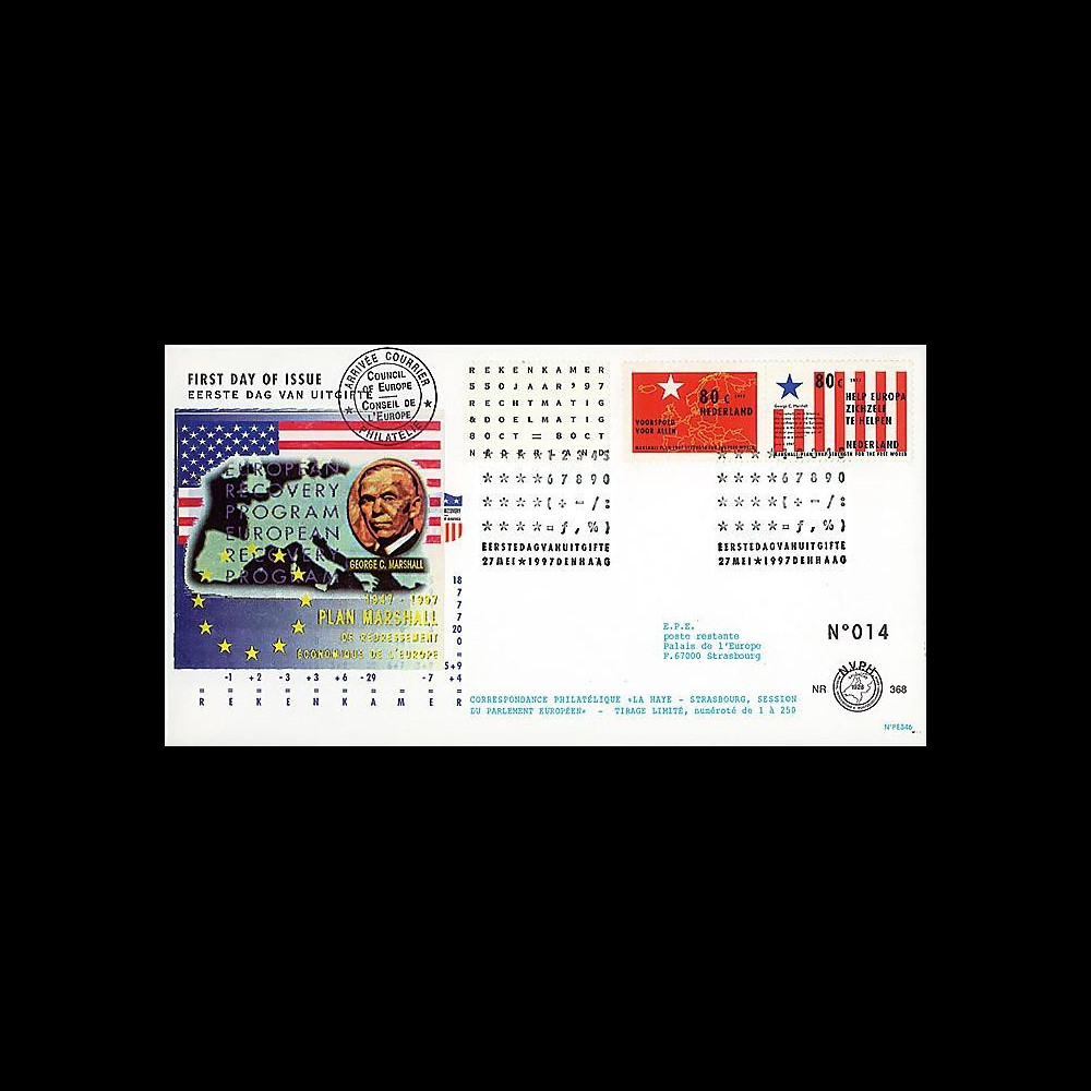 PE346 : 1997 - FDC PAYS-BAS '50e anniversaire du Plan Marshall' PE346 : 1997 - FDC PAYS-BAS '50e anniversaire du Plan Marshall'