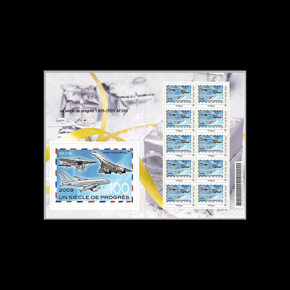 A380-85F2 : 2009 - Feuillet 'Un Siècle de Progrès' - Monde 20g Montimbramoi