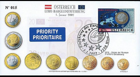 PE445-7 : 2002 - FDC 1er Jour TP 'Introduction de l'Euro' - Autriche