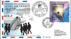 A380-89T2 : 2009 - Pli '1er vol commercial Paris-NY du 1er A380 Air France'