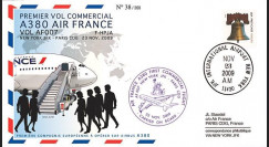 A380-91T2 : 2009 - Pli '1er vol commercial NY-Paris du 1er A380 Air France'