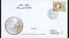 PE570-BU : 2009 - FDC Bulgarie '1er Jour TP 10 ans de l'Euro'