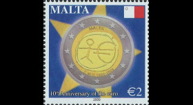 PE570-MA-N : 2009 - 1 valeur TP Malte '10 ans de l'Euro'