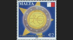 PE570-MA-N : 2009 - 1 valeur TP Malte '10 ans de l'Euro'