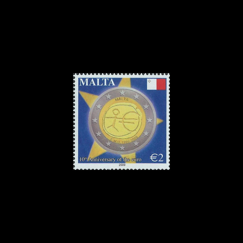 PE570-MA-N : 2009 - 1 valeur TP Malte '10 ans de l'Euro'