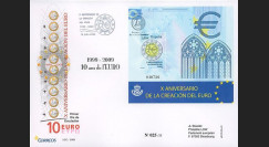 PE570-ESP : 2009 - FDC Espagne '1er Jour Bloc 10 ans de l'Euro'
