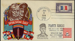 DEB 46-1 T1 : 1946 - FDC patriotique USA '2e anniversaire du D-Day'