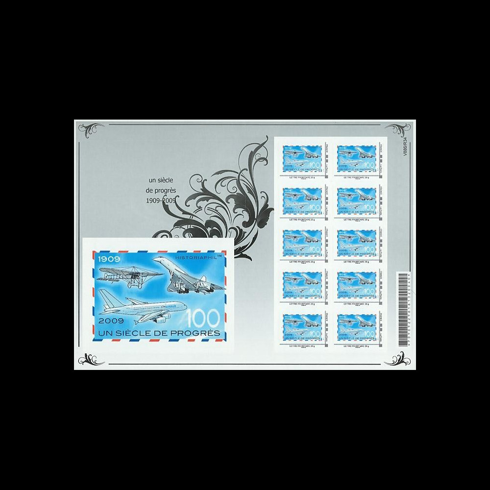 A380-85F2M : 2009 - Feuillet pré-série 'Un Siècle de Progrès' - Monde 20g
