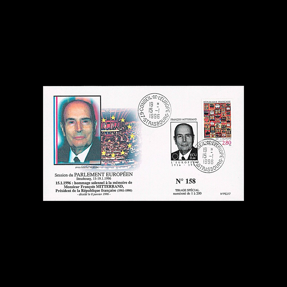PE317A : 01-1996 - FDC Parlement européen "Hommage à M. François MITTERRAND