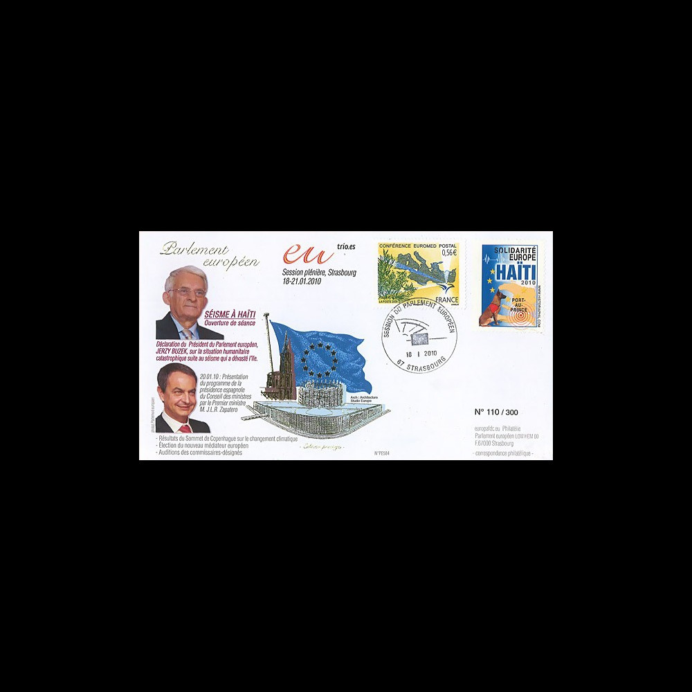 PE584 : 2009 - FDC Session PE Présidence espagnol et solidarité HAITI