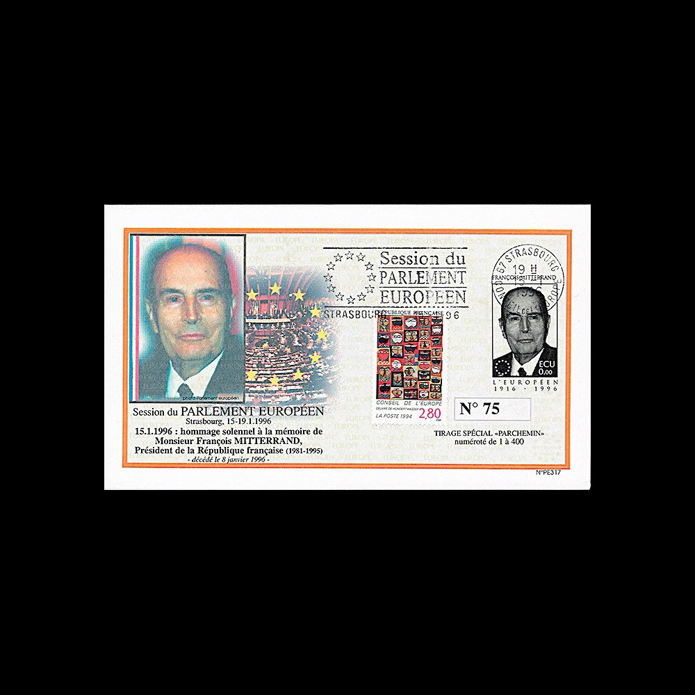 PE317B : 01-1996 - FDC Parlement européen "Hommage à François MITTERRAND