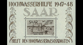 SAR48BF2 : 1948 - Bloc-feuillet N°2 Sarre "Aide aux sinistrés des inondations 1947-48"