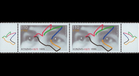 KO-D99NP : 1999 - Paire timbre d'entraide aux réfugiés 'Kosovo Hilfe'
