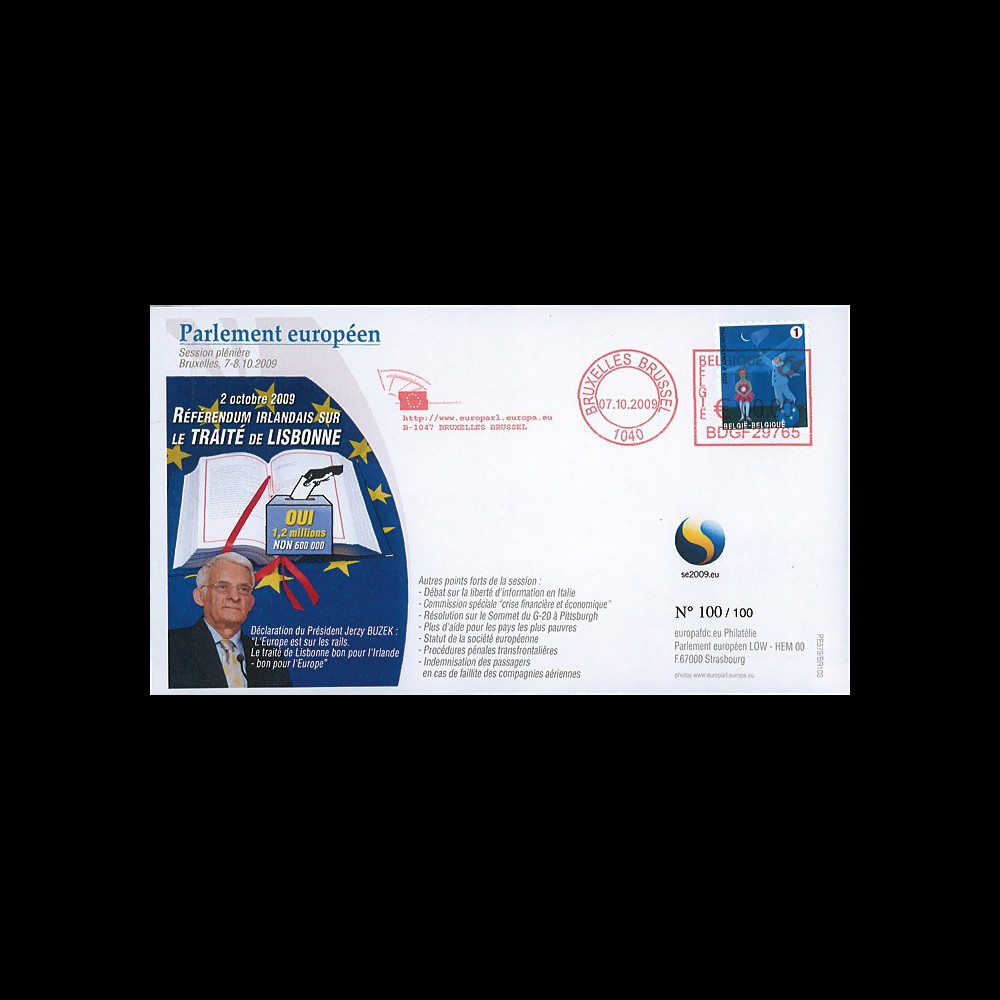 BR103 : 2009 - FDC Bruxelles "Référendum irlandais - OUI au traité de Lisbonne"