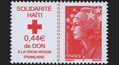 HAITI-N3 : 2010 - TP France Croix Rouge "Marianne rouge Solidarité Haïti" gommé