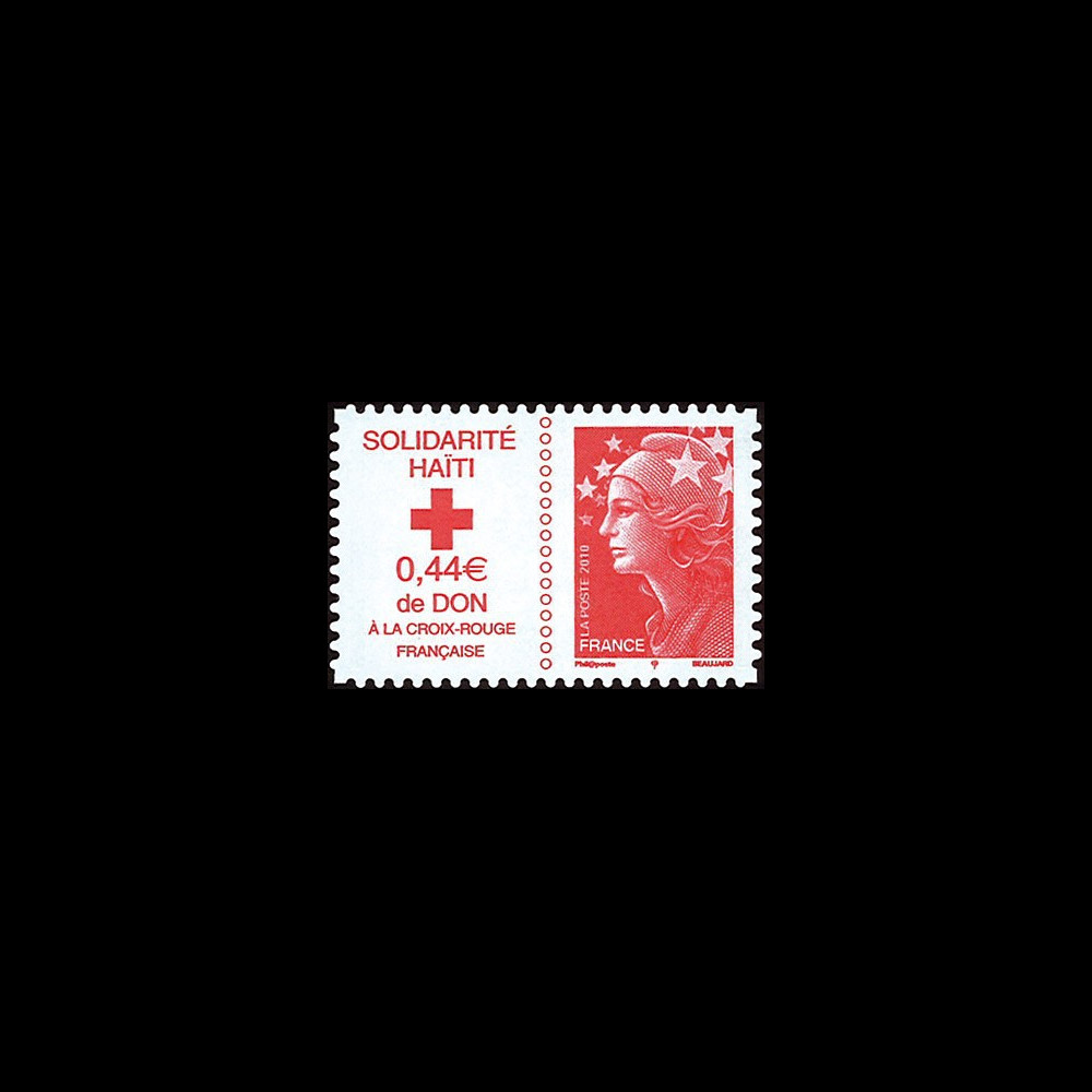 HAITI-N4 : 2010 - TP France Croix Rouge "Marianne rouge Solidarité Haïti" adhésif