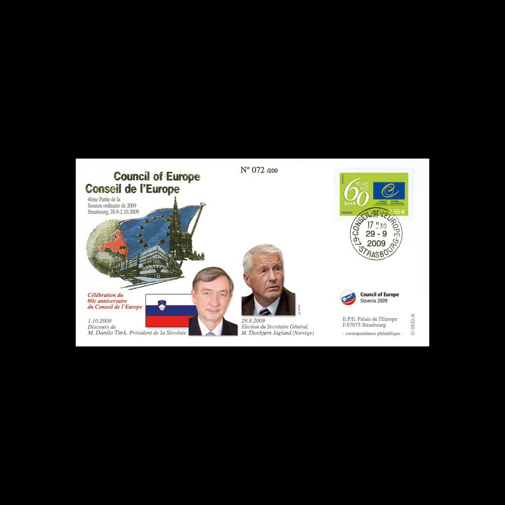 CE60-IV : 2009 - FDC session CE 'Election du Secrétaire général M. Thorbjørn Jagland'