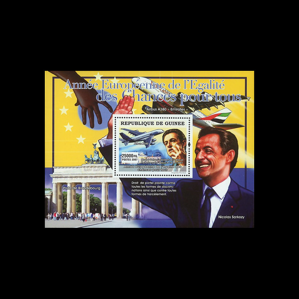 A380-92N : 2007 - Bloc République de Guinée "Airbus A380 et Président Sarkozy"
