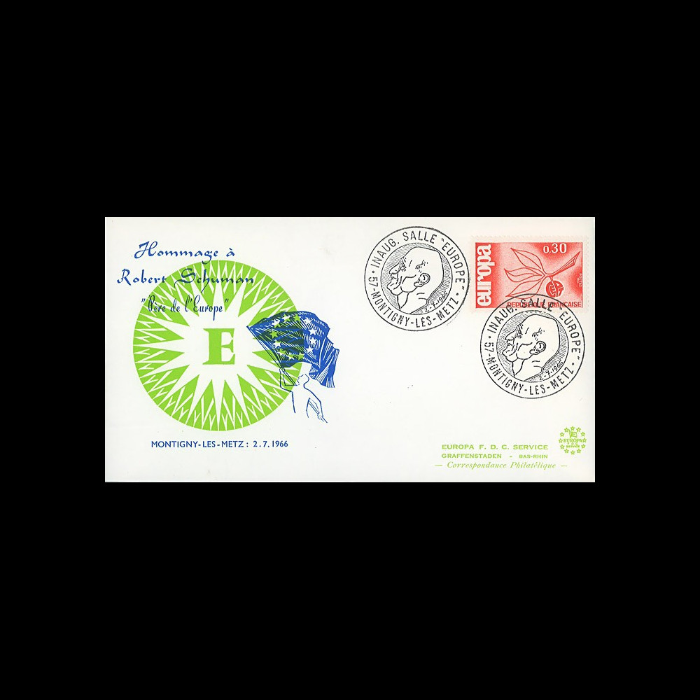 FD65 : 1966 - FDC Hommage à Schuman - Inauguration Salle de l'Europe FD65 : 1966 - FDC Hommage à Schuman - Inauguration Salle de l'Europe
