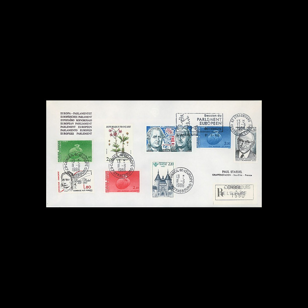 PE115a : 1986 - FDC RECO Parlement eur. 'Centenaire de la naissance de Schuman'