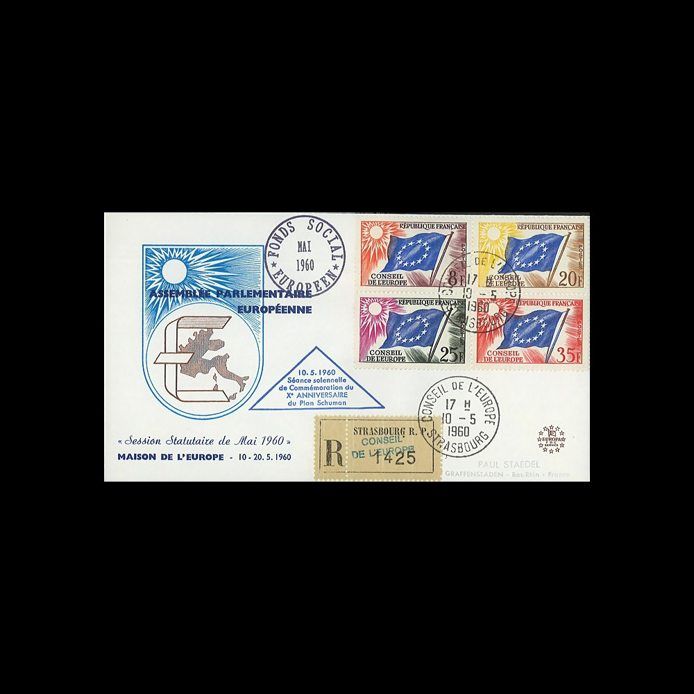 AP13a : 1960 - FDC RECO Parlement eur. 'Commémoration 20e anniversaire Plan Schuman'