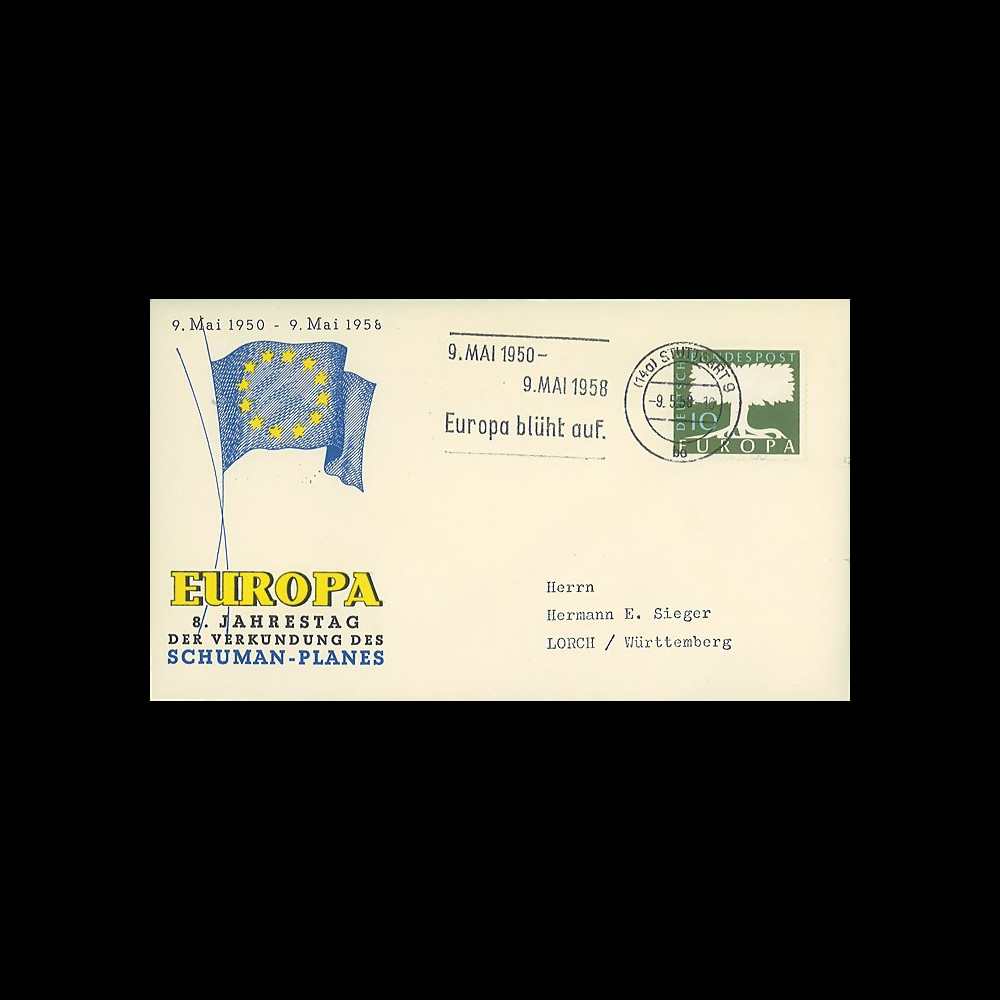 CECA1 : 1958 - FDC Allemagne '8e anniversaire du Plan Schuman'
