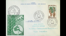 LE1a : 1958 - FDC type II liaison Expo Bruxelles - Conseil de l'Europe '8 ans CECA'