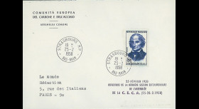 RD3a : 1958 - FDC '25 février 1958 - Ouverture de la dernière session de la CECA' - TP 8F