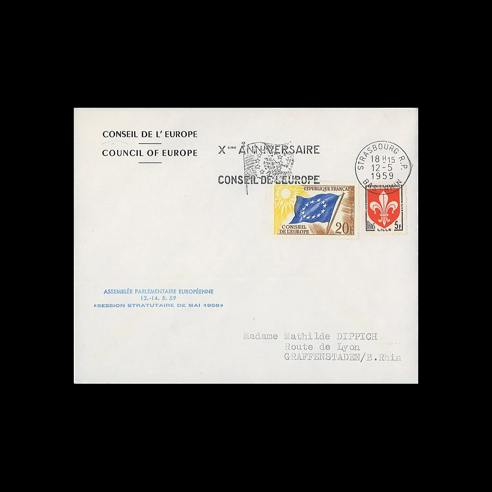 AP7c : 1959 - Env. de service CE '7e session présidence Schuman' et '10 ans du CE'