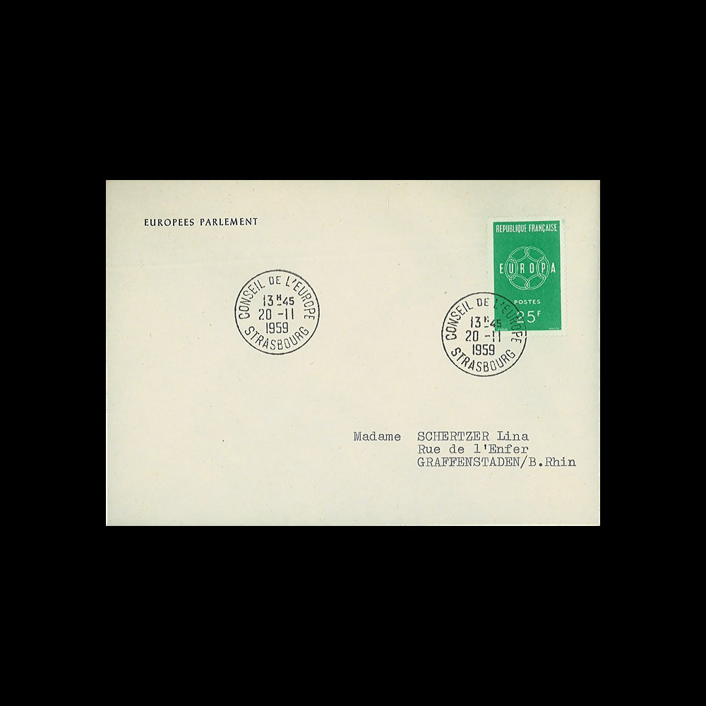 AP10 : 1959 - Env. de service PE '10e session de la présidence de Schuman' AP10 : 1959 - Env. de service PE '10e session de la présidence de Schuman'