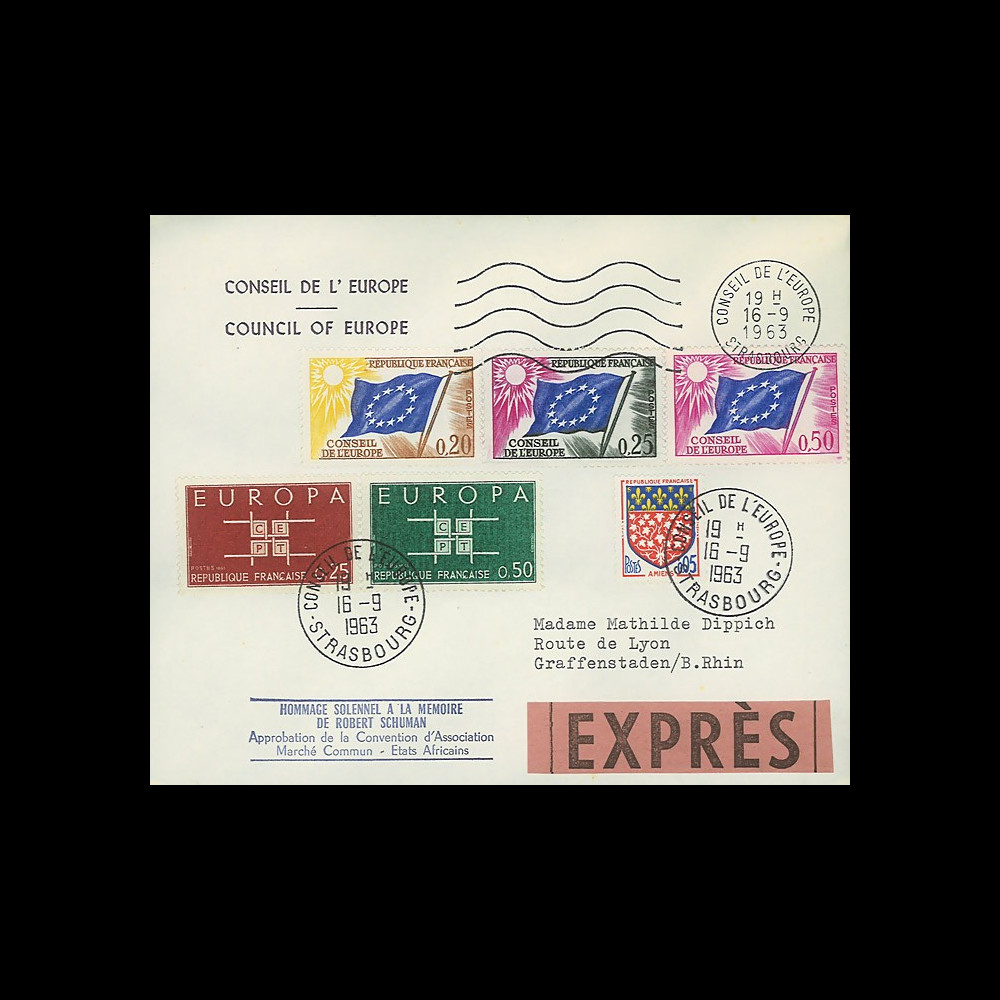 AP36E : 1963 - Env. de service CE EXPRES - session extraordinaire Parlement eur. 'Hommage à Robert Schuman' AP36E : 1963 - Env. de service CE EXPRES - session extraordinaire Parlement eur. 'Hommage à Robert Schuman'