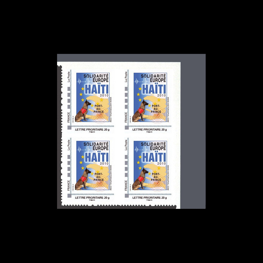 HAITI-N1B4 : 2010 - Bloc de 4 TPP 'Europe Solidarité Haïti 2010' - Lettre Prio 20g HAITI-N1B4 : 2010 - Bloc de 4 TPP 'Europe Solidarité Haïti 2010' - Lettre Prio 20g