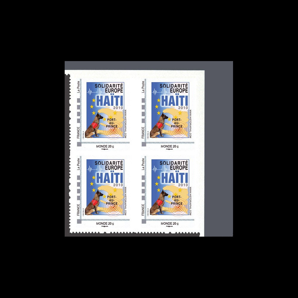 HAITI-N2B4 : 2010 - Bloc de 4 TPP 'Europe Solidarité Haïti 2010' - Monde 20g