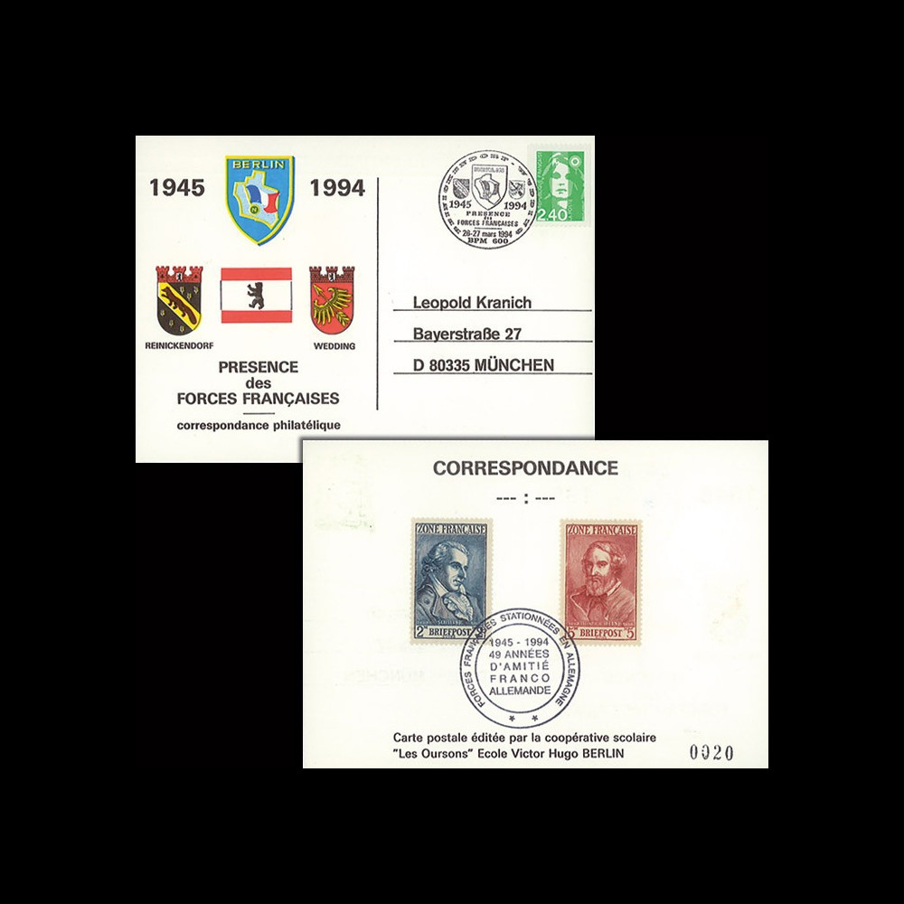 BERL94-FFA : 1994 - CP 'Présence des Forces françaises à Berlin 1945-1994' BERL94-FFA : 1994 - CP 'Présence des Forces françaises à Berlin 1945-1994'