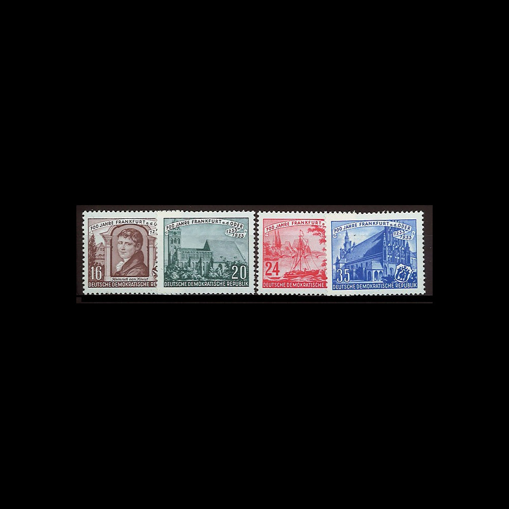 DDR109-112 : 1953 - 4 valeurs DDR '7e centenaire de Francfort-sur-l'Oder'