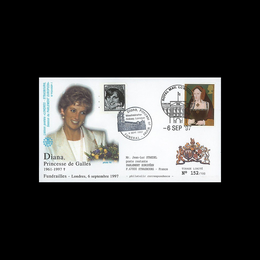 PE348SP-1 : 1997 - FDC Grande-Bretagne 'Funérailles de Lady Diana'